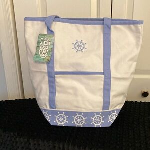 Nautical White and Blue Tote Bag